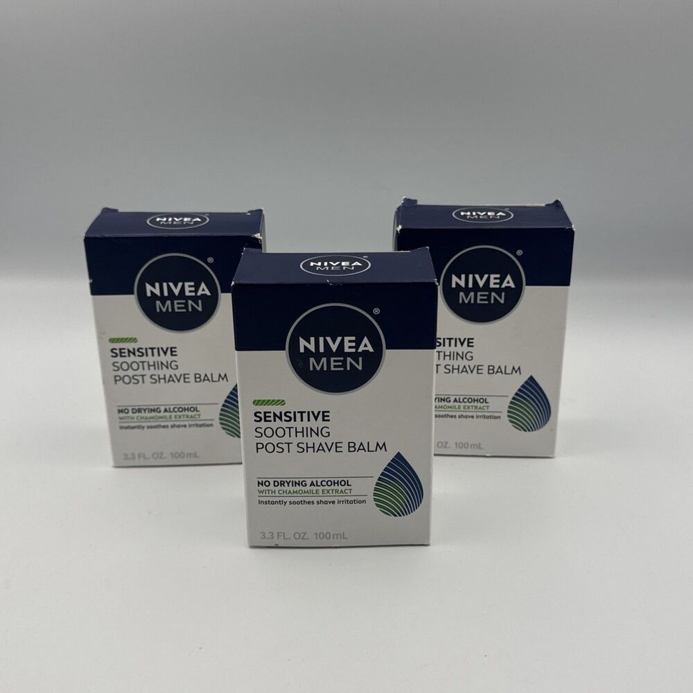 NIVEA MEN Sensitive Soothing Post Shave Balm, 3 Pack of 3.3‎ Fl Oz  NEW